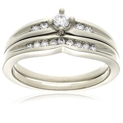 10k White Gold Diamond Bridal Set (1/4 cttw, H-I Color, I3 Clarity)