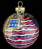 America s Flag Design - Hand Painted - Heavy Glass Ornament - 2.75 inch diameter.