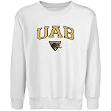 NCAA UAB Blazers Youth White Logo Arch Applique Crew Neck Fleece Sweatshirt