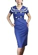 Pinup Vintage Design Navy Sailor Fancy Pencil Skirt Dress 10