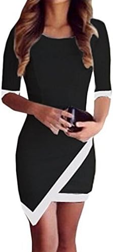 DATEWORK Sexy Women Bandage Bodycon Evening Party Irregular Mini Dress (M, Black)