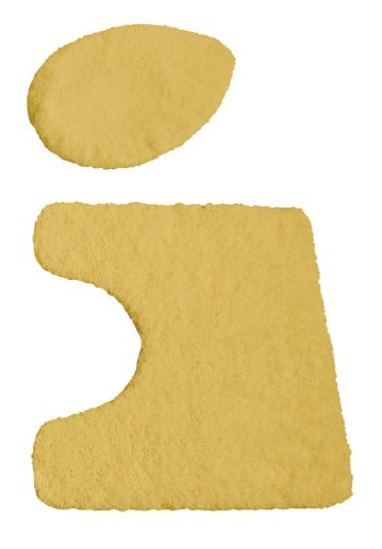 Kinzler J-10052/06 Mikrofaser Bademattenset 2-teilig, WC-Deckelbezug 47 x 50 cm, und Vorleger mit Ausschnitt 50 x 55 cm, gelb
