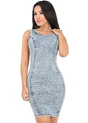 Sexy Fitted Stretchy Cotton/Denim/Polyester/Spandex Sleeveless Bodycon Dress/Midi Dress 
