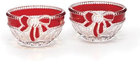 Mikasa Rejoice Crystal Collections Ruby Ribbon Tealight Holder, Set of 2