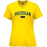 Nike Michigan Wolverines Yellow Ladies Ligature Arched Team Logo T-shirt