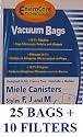 25 MIELE Microfiltration Vacuum Bags + 10 Filters