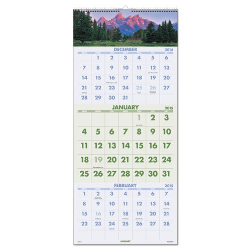 AT-A-GLANCE DMW50328 Scenic Three-Month Wall Calendar, 12 1/4 x 27, 2015-2017