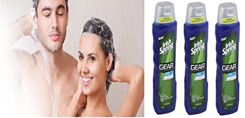 Irish Spring Gear Body Wash, 3 in 1: Body, Hair & Face Gel Soap Shower Bath Gel