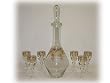 Unique Cordial Glasses Set with 14 Karat Gold Pattern - Made of Finest Pittilon Glass - Set of 6 Cordial Glasses and the liquor bottle - With <b>FREE SHIPPING</b> Promotion at Checkout