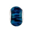 Pandora Style Charm Bead (Z282) Murano Style Glass (13mm x 9mm) (fits Troll too) ~ Teal Blue with Black Tiger Stripes