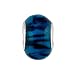 Pandora Style Charm Bead (Z282) Murano Style Glass (13mm x 9mm) (fits Troll too) ~ Teal Blue with Black Tiger Stripes