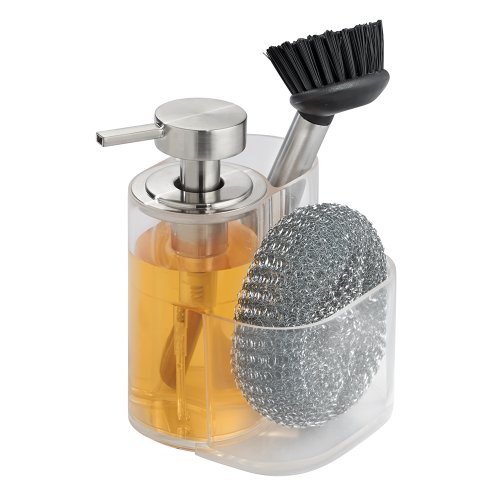InterDesign Midi Kitchen Soap Dispenser Sponge and Scrubby Brush Caddy