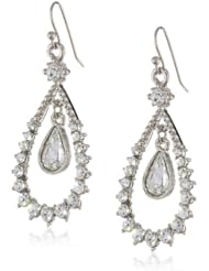 1928 Jewelry "Bridal Crystal" Silver-Tone Crystal Teardrop Earrings