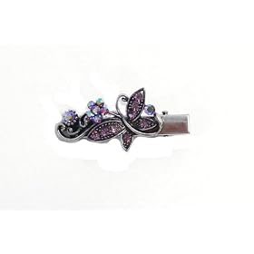 5cm Vintage Silver Crystal Beak Hair Clip Butterfly Light Pink