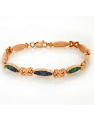 14K Solid Red Rose Gold Opal XO Bracelet Ladies Jewelry