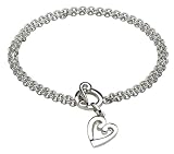 Image of Kit Heath Sterling Silver 70A6HP Ladies Open Heart Bracelet with Toggle Fastening