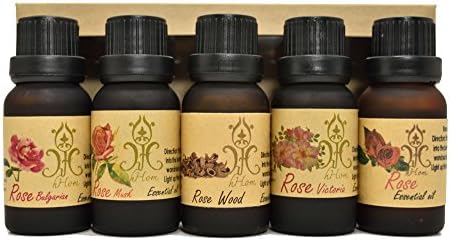hHom Essential Oil Set 5 Amazing Rose Scent (Rose,Rose Bulgaria,Rose Musk,Rose Victoria,Rose Wood)