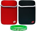 2n1 Combo - 2-Sided Reversible Premium Laptop Just Fit Neoprene Sleeve Case Cover - Bundle with LCD Screen Protector for Amazon Kindle Electronic Reading Device - (Kindle NOT included) , Reversible Black / Red