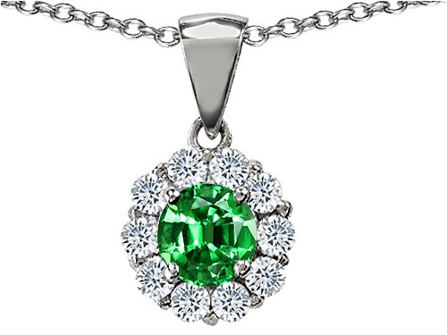 Buy 1.70 cttw 14K White Gold Plated 925 Sterling Silver and Created Round Emerald Pendant - gold-plated by Finejewelers