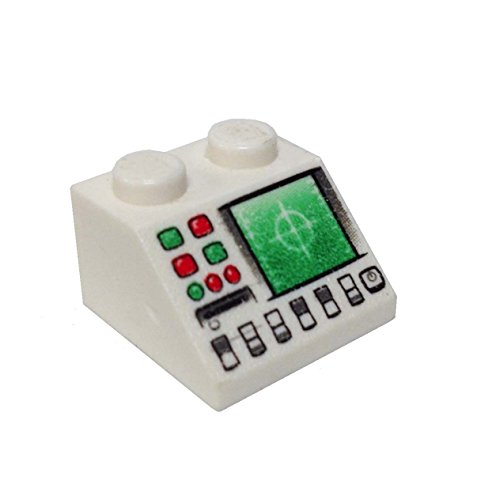 Lego Parts: Slope 45º 2 x 2 Decorated with Radar and Disk Slot Pattern (White)