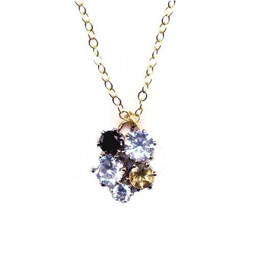14K Gold Black Diamond, Citrine and White Topaz, The Itty Bitty Pendant, (TM) by Suz Andreasen, MADE IN AMERICA