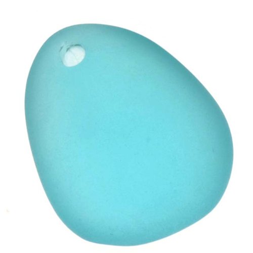 Cultured Sea Glass, Freeform Nugget Pendants 17-37mm, 5 Pieces, Aqua Blue