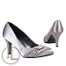 Astrapahl, Abendschuhe, Pumps, Satin, Strassbrosche, Absatzhöhe ca.7 cm, Farbe silbergrau