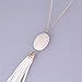 Zhenhui High Quality Jewelry Faux Leather Tassel Stone Pendant Gold Tone Long Chain Women Fashion Necklace (White)