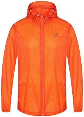 Somewhere Men's Super Lightweight Portable Jacket, UPF 50+ Portable Packable, Quick Dry Windproof Skin Coat (S, Dark Orange)