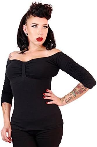 Women's Pinky Pinups Off The Shoulder Top Black 2XL