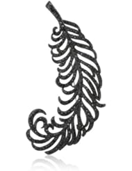 Kenneth Jay Lane Black, Jet Pave Feather Pin
