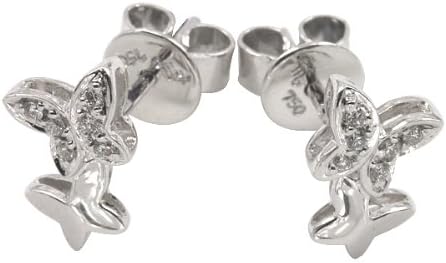 18K/750 White Gold Butterfly Diamond Stud Earring (0.06ct,G-H Color,SI1-SI2 Clarity)