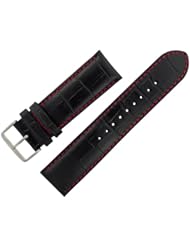 Assorted Watch Strap 25mm Black Leather with Red Stitching ASRTSTRP5