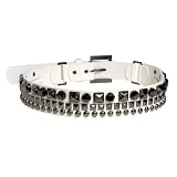 Ladies White Rocker Studded Black Buckle Designer Fashion Belt by Milidee