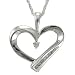 Sterling Silver 1/10 cttw Graduated Diamond Heart Pendant, 18"
