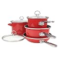Chantal 7 Piece Enamel-on-Steel Cookware Set, Chili Red Glossy