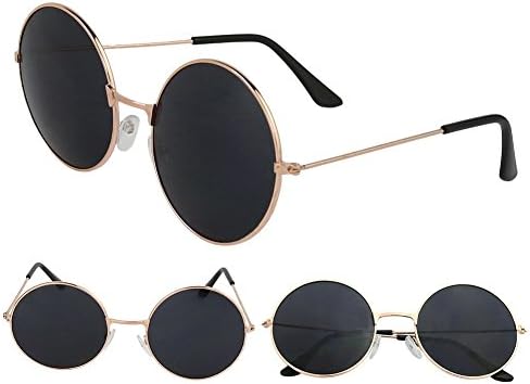 Vintage Women Men Retro Style Round Sunglasses Metal Frame Summer Style (Gold)