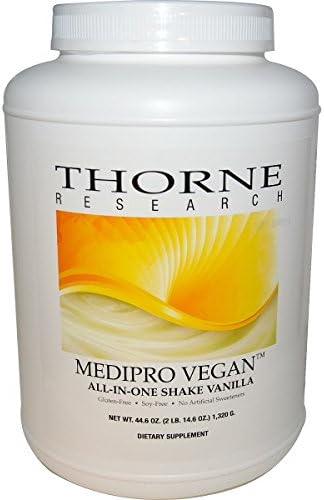 Thorne Research, Medipro Vegan, All-In-One Shake, Vanilla, 44.6 oz (1,320 g)