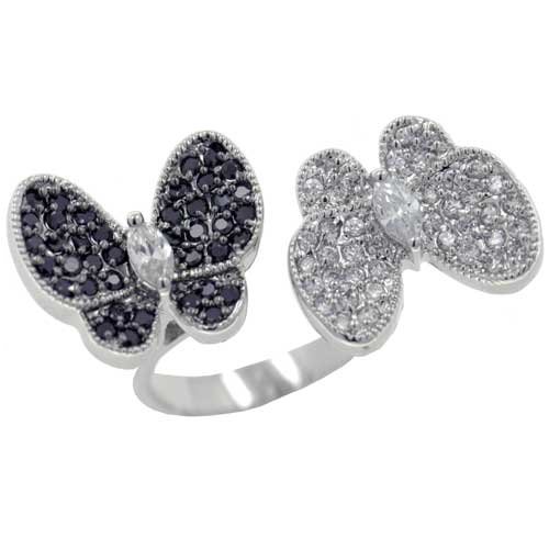 Onyx & Cz Butterfly Fashion Jewelry Ring Safari Animal Styles