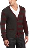 Perry Ellis Men's Striped Cardigan,Charcoal Heather,Large
