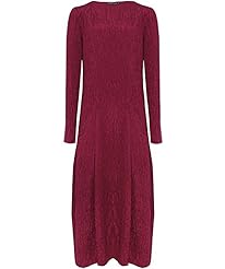 Scoop Neck Crinkled Long Sleeves Silk/Spandex  Dress