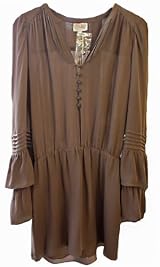 FLARED SLEEVE DRESS IN BROWN