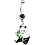 Black and White Giant Panda Belly Ring