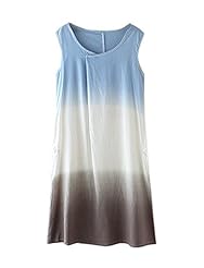 Cotton/Linen General Print Sleeveless  Dress