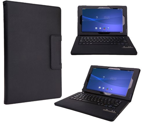 VSTN Detachable Bluetooth Keyboard with Portfolio Case and Keyboard Stand Case for Sony Xperia Z2 Tablet