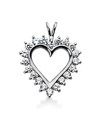 14K Gold Prong set Diamond Heart Pendant (1.40 cttw, F - G Color, SI2 Clarity)