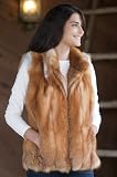 Women's Cherry Red Fox Fur Vest