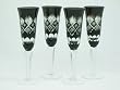 Italian Style Old Fashioned Black Flute Glasses- Made of Finest Pittilon Glass - Set of 4 Flutes