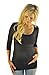 Mommylicious Black and Tan Striped Seamless Scoop Neck Maternity Top (Black Tan Striped)