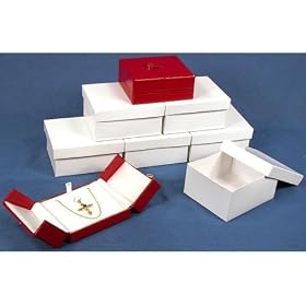 6 Pendant Necklace Boxes Red Leather Gift Case Display